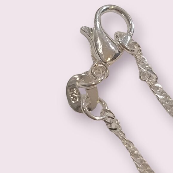 Silver Tone Acrylic Faux Agate Heart Necklace on Sterling 18"  Chain - Picture 2 of 3